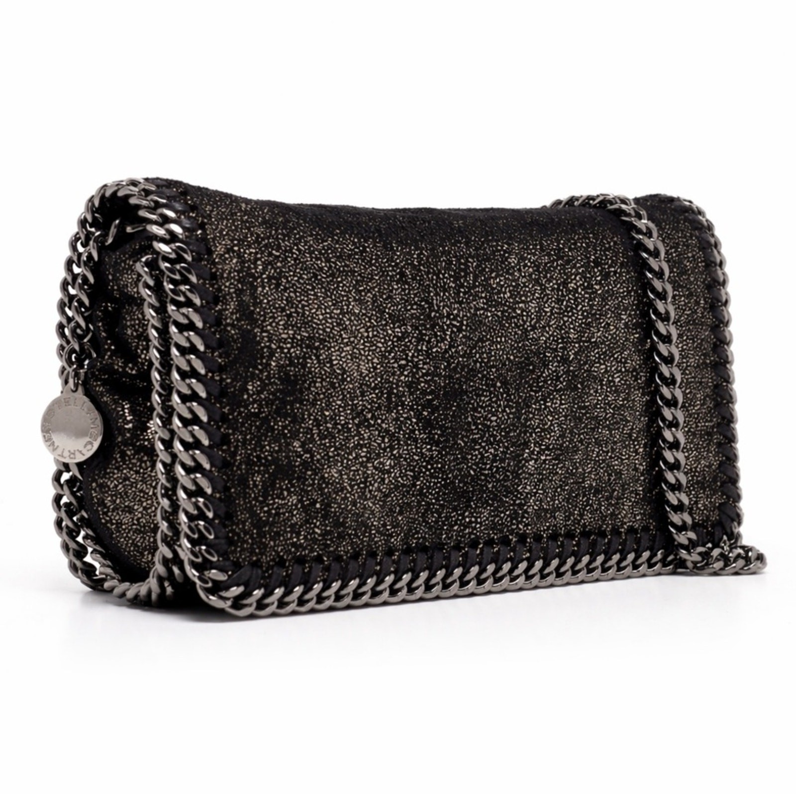 STELLA MCCARTNEY Falabella Chamois Shiny Dotted Crossbody Bag Chain Metallic