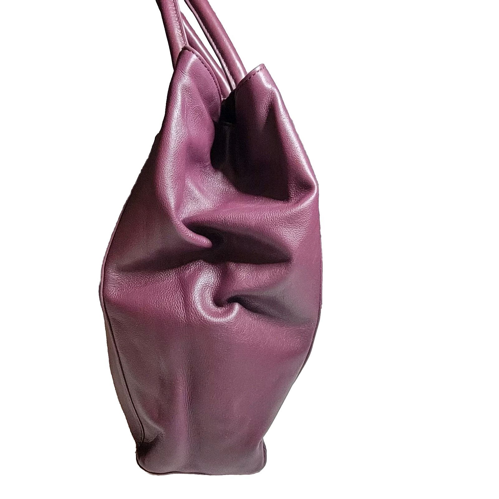 Claudi Ciuti Plum Purple Leather STELLA Large Shoulder Tote Bag Gold Accents