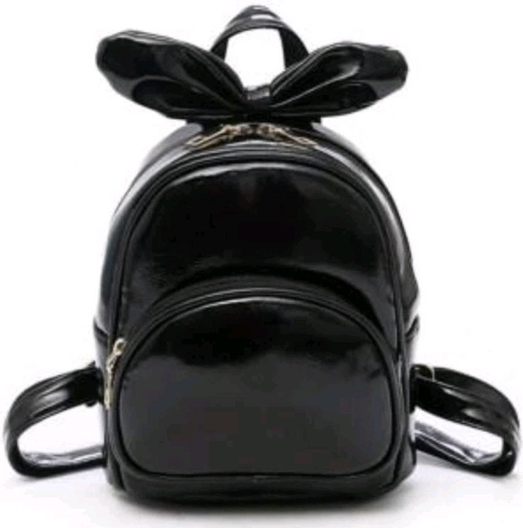 Mini Black Bow Backpack Purse Girls Faux Leather School Travel Handbag
