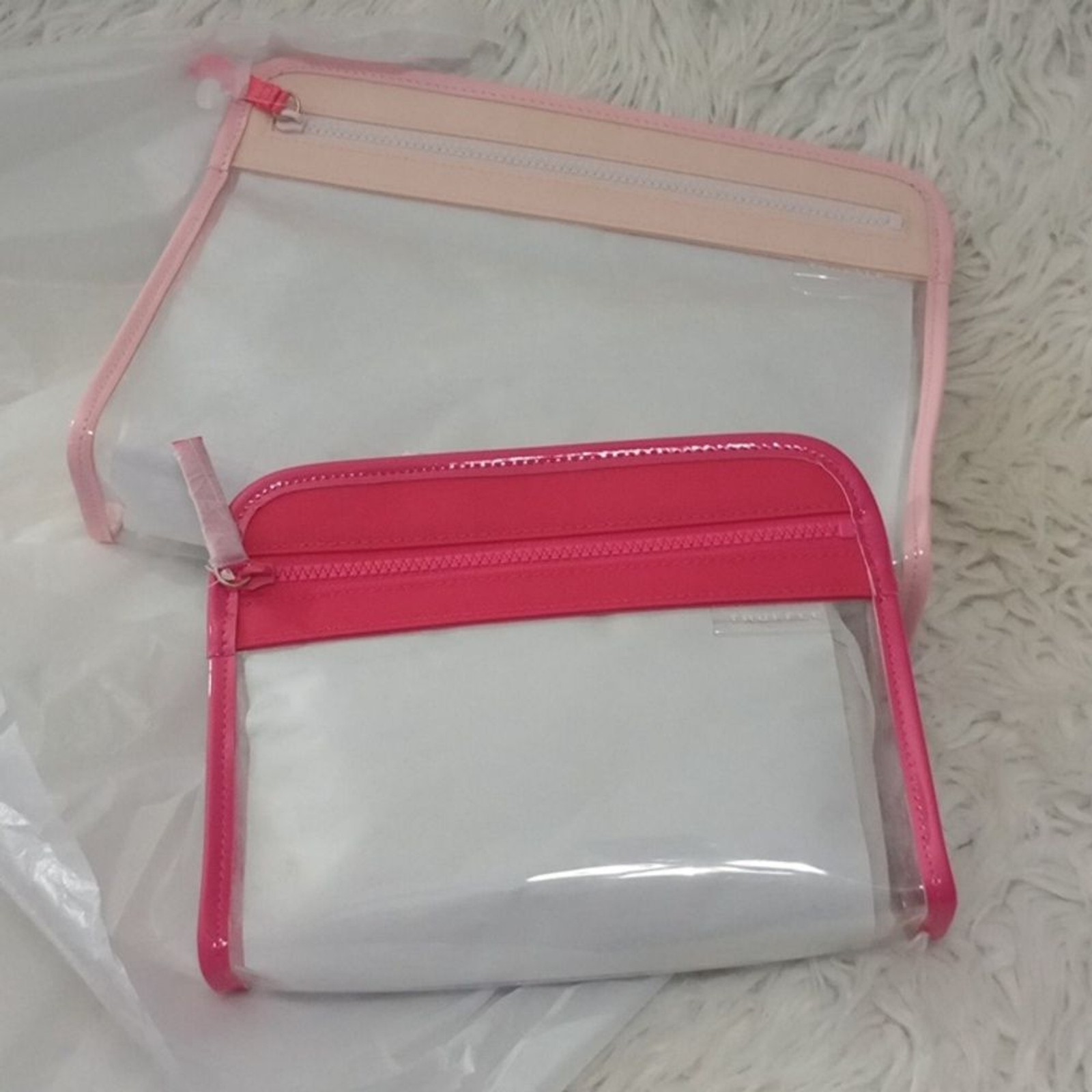 Two Truffle clarity pouch large Petal/Hot Pink Small Pouch