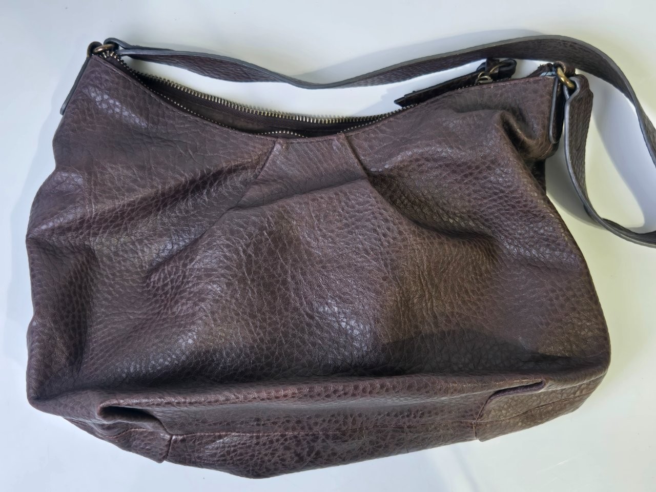 A.N.A Brown Pebbled Faux Leather Slouchy Hobo Shoulder Bag Purse