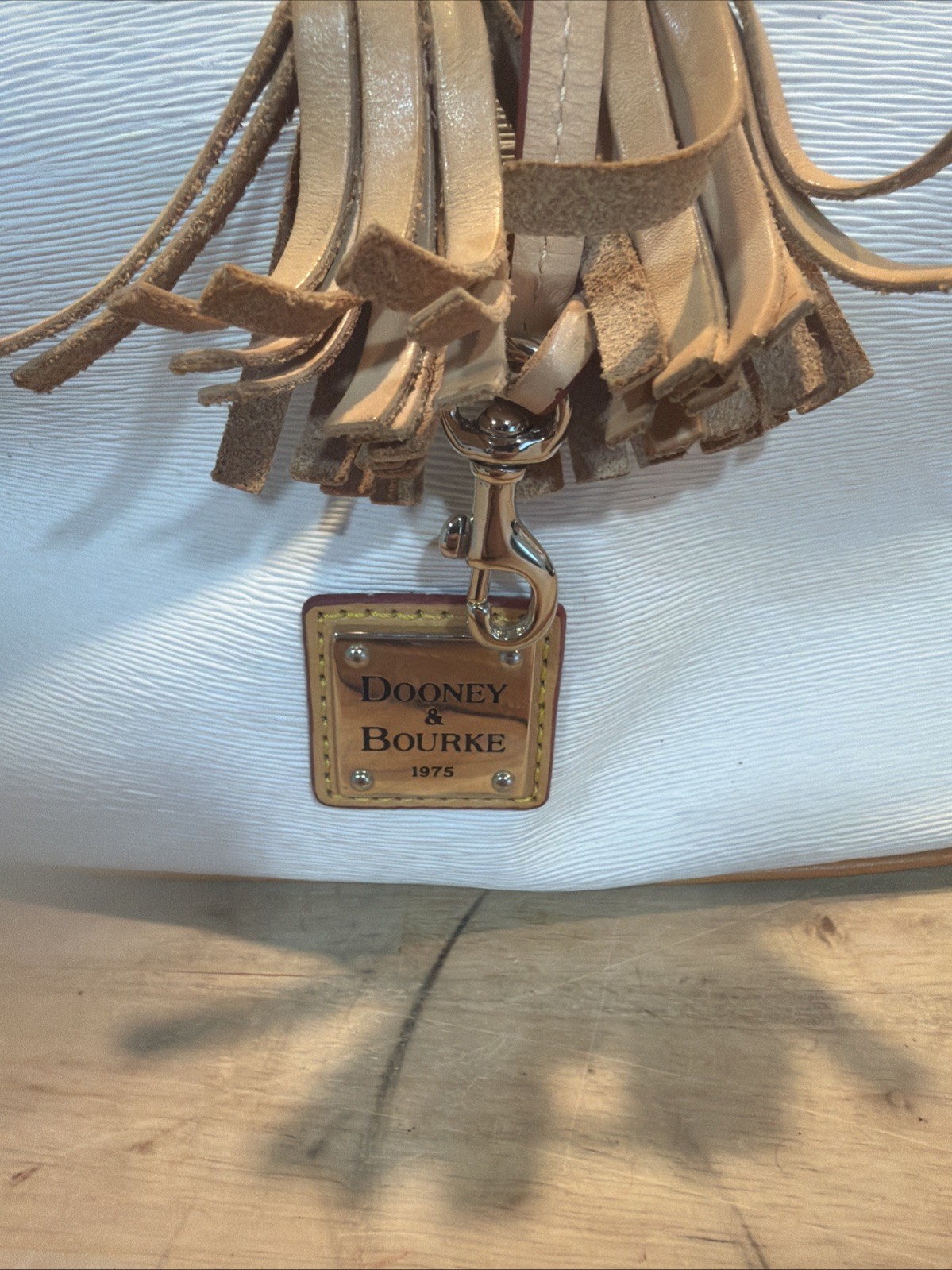 DOONEY & BOURKE Epi Leather Drawstring Bucket Bag White