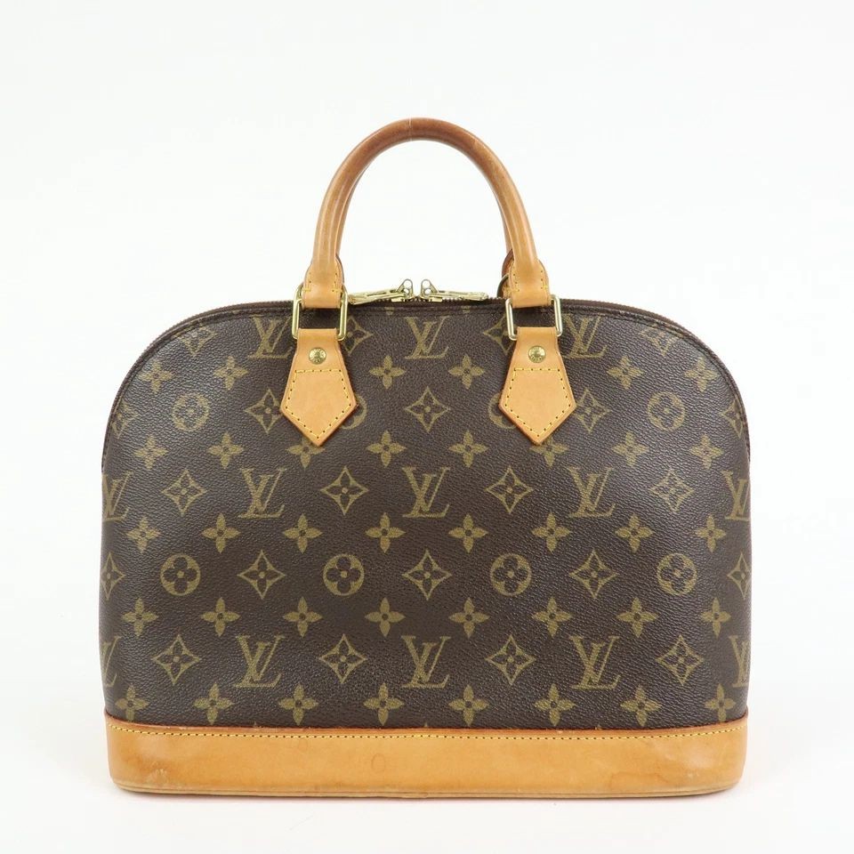 Louis Vuitton Monogram Alma Hand Bag Brown M51130 Authentic Used