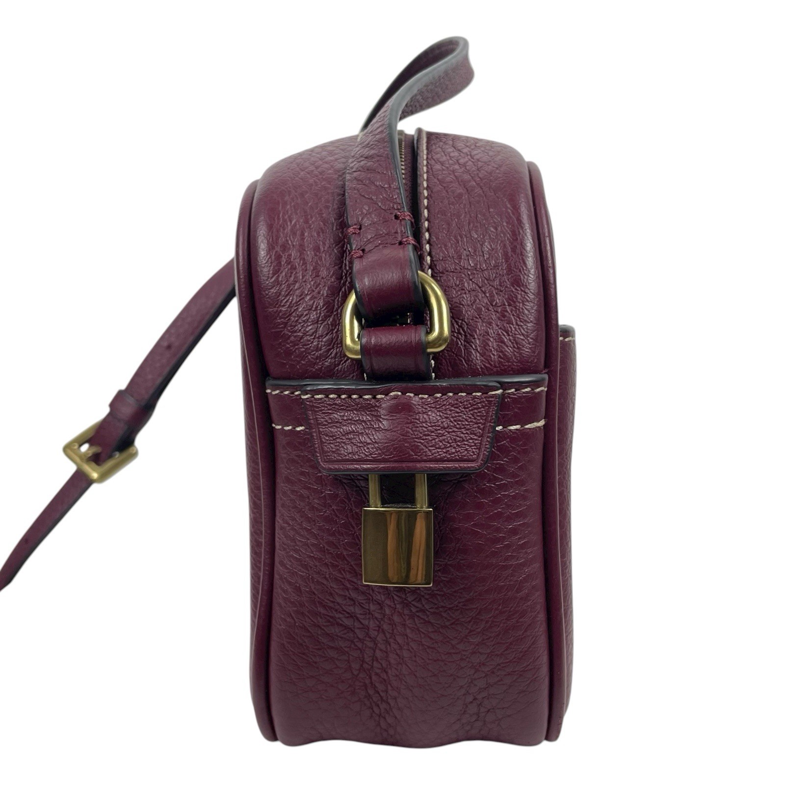 J. Crew Signet Pebble Leather Crossbody Camera Bag Burgundy Red Women