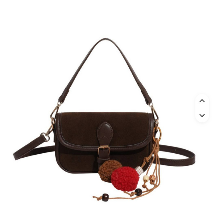Coffee Color Vintage Suede Velvet Tote Bag | Luxury Leather Shoulder Purse
