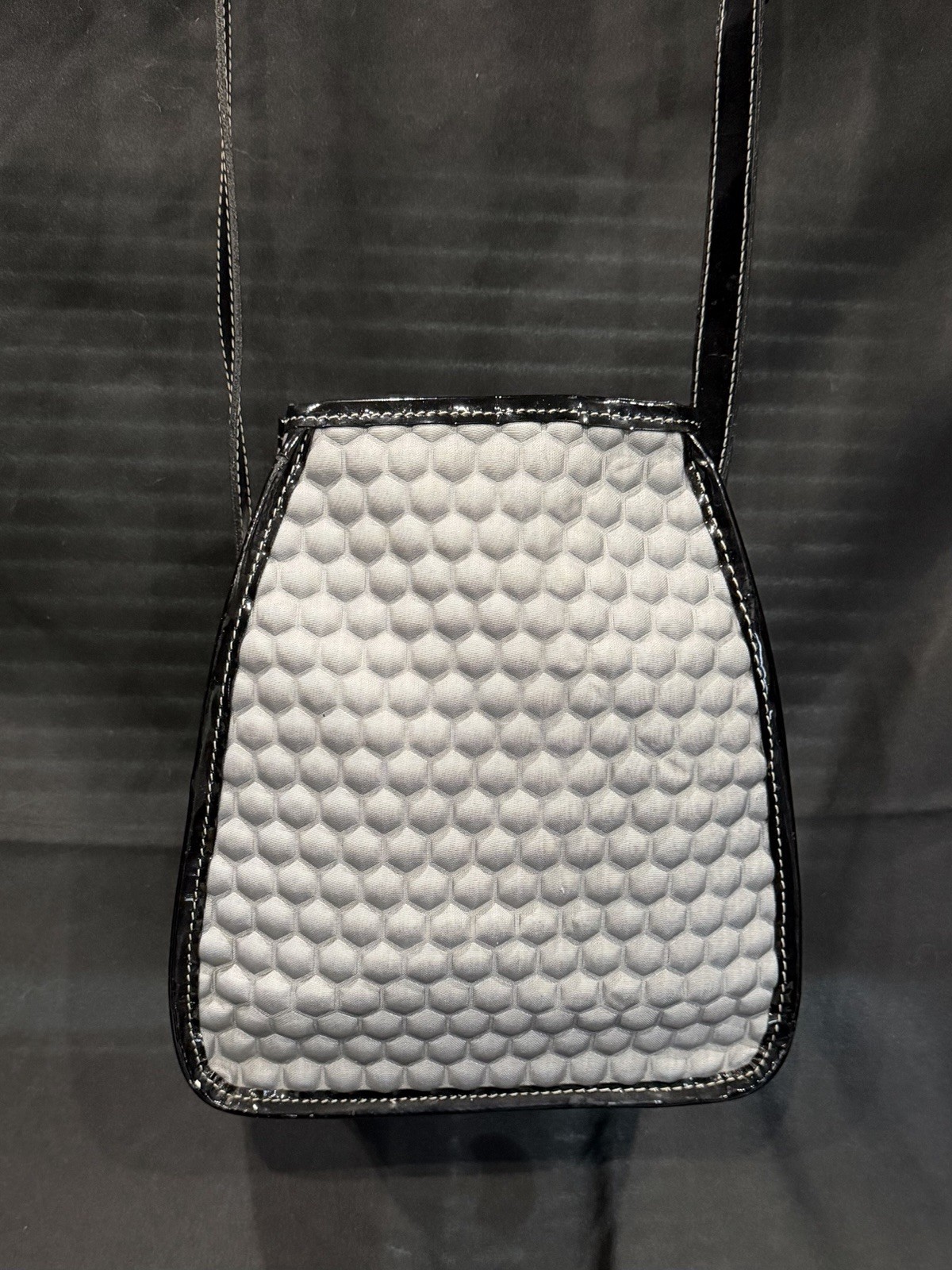 RARE Andrea Valentini Silver Honeycomb Cactus Leather Crossbody Tote Purse