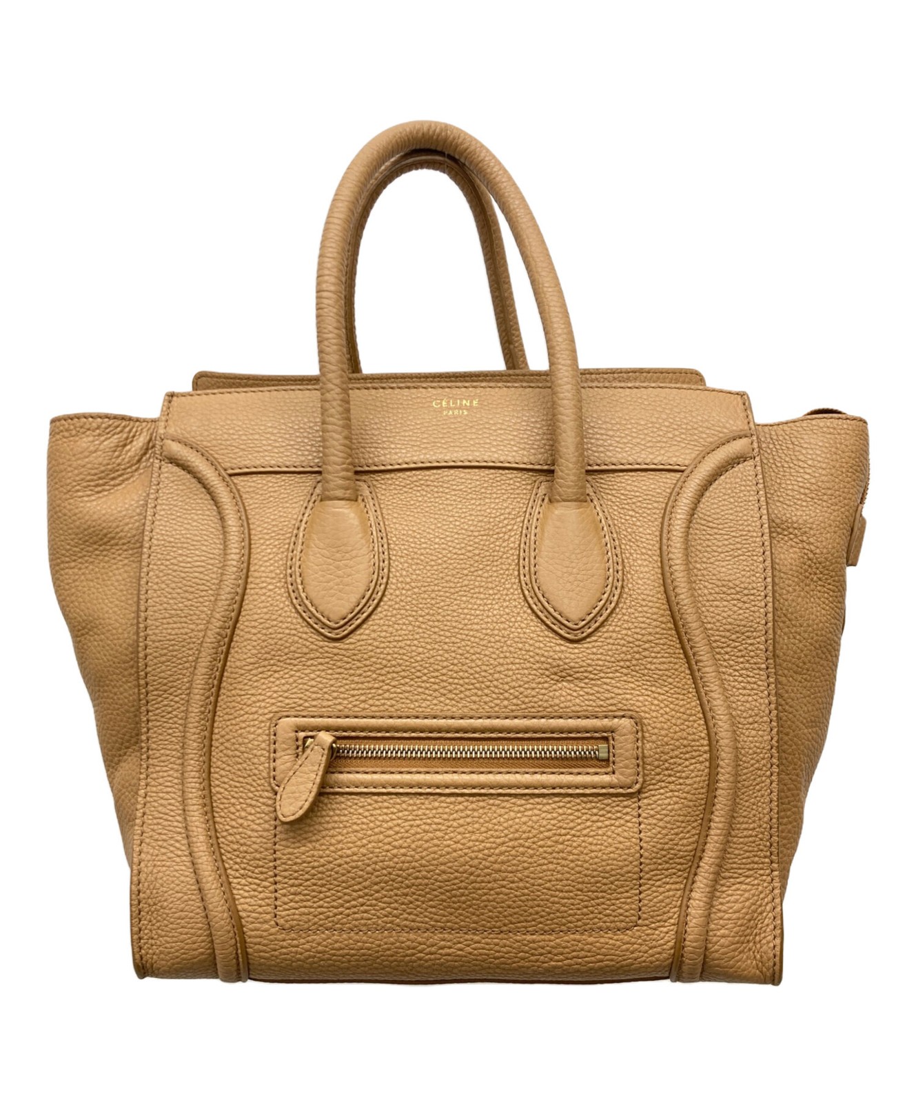 Celine Luggage Mini Shopper Handbag Brown Leather Women Used Authentic