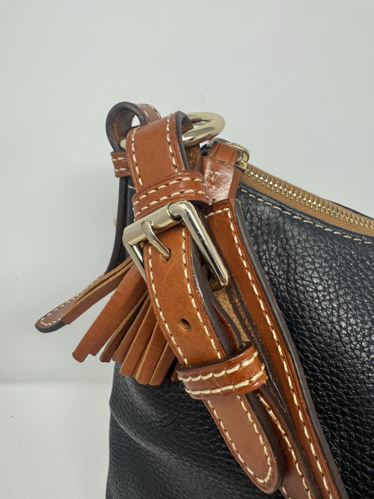 Dooney & Bourke Black Leather Shoulder Bag Shoulder Bag, Some Wear As Shown
