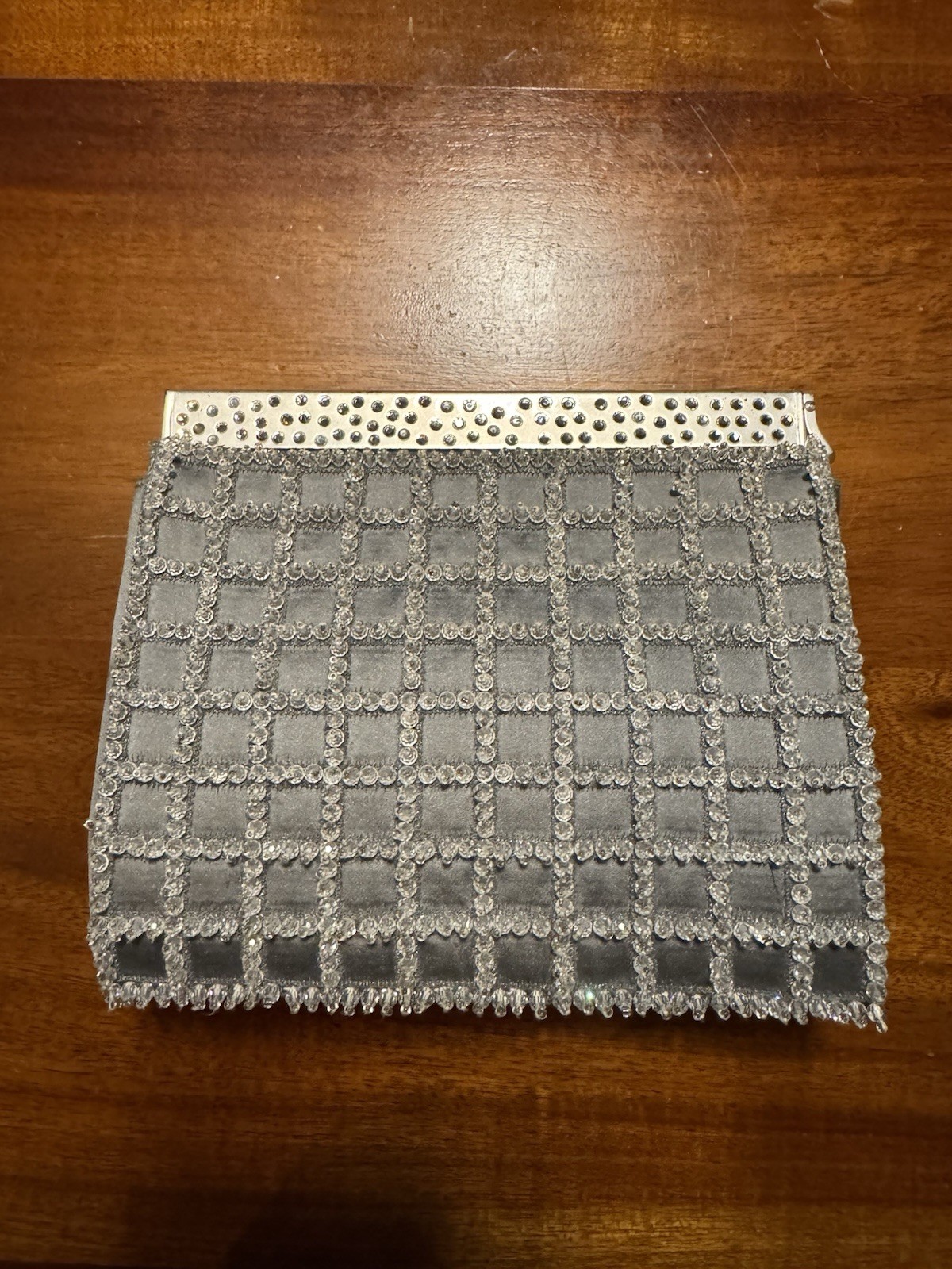 Daniel Swarovski Gray Silver Embellished Evening Purse Bag – Made In Paris