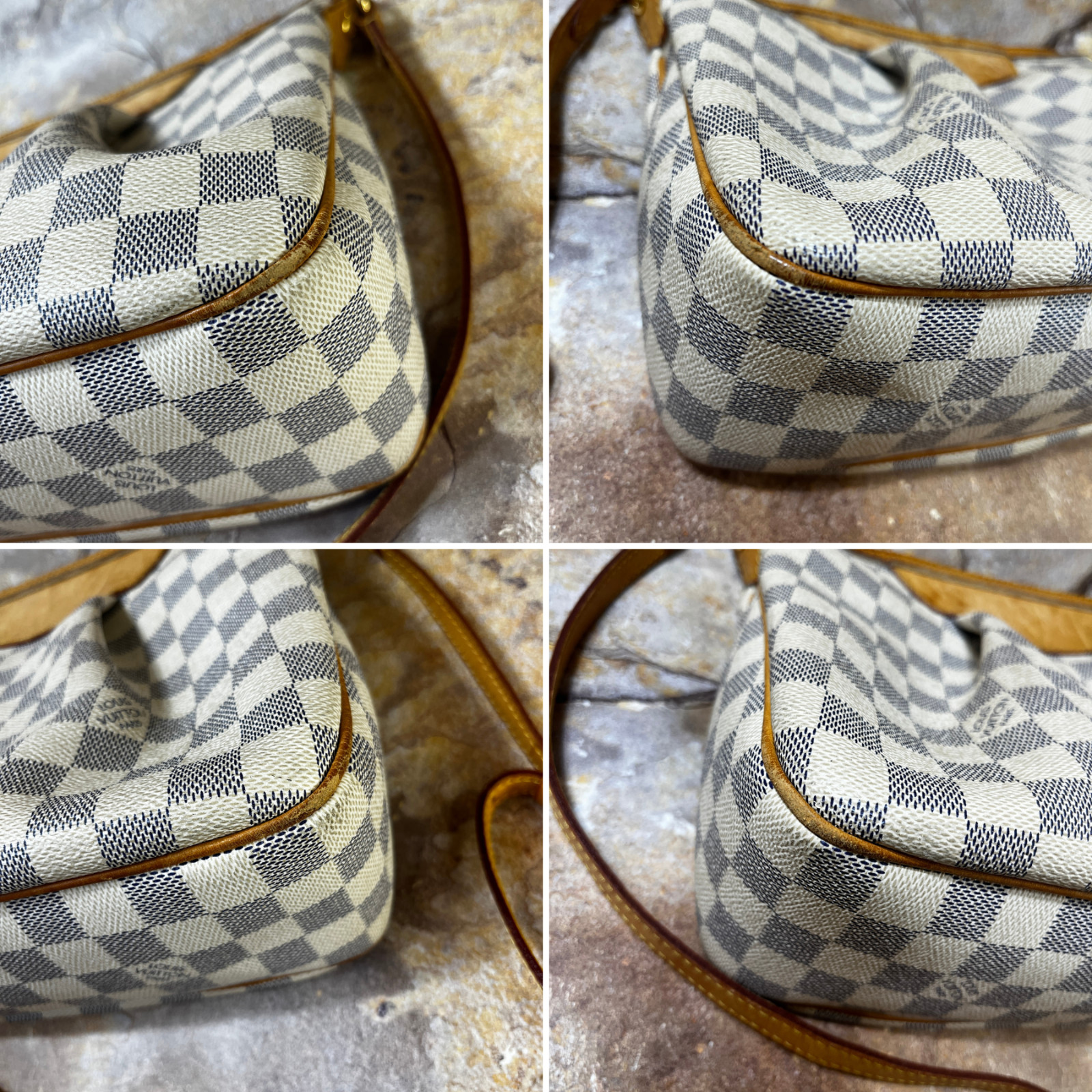 Louis Vuitton Damier Azur Siracusa PM Shoulder Bag / White Canvas Crossbody