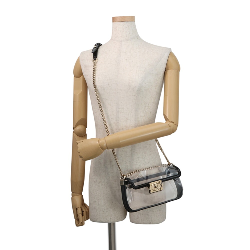 CHANEL Shoulder Size Mini Plastics Transparent/Black A67557