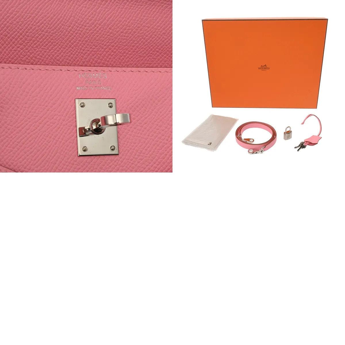 Hermes Kelly Handbag Epsom Leather Pink #WB5372