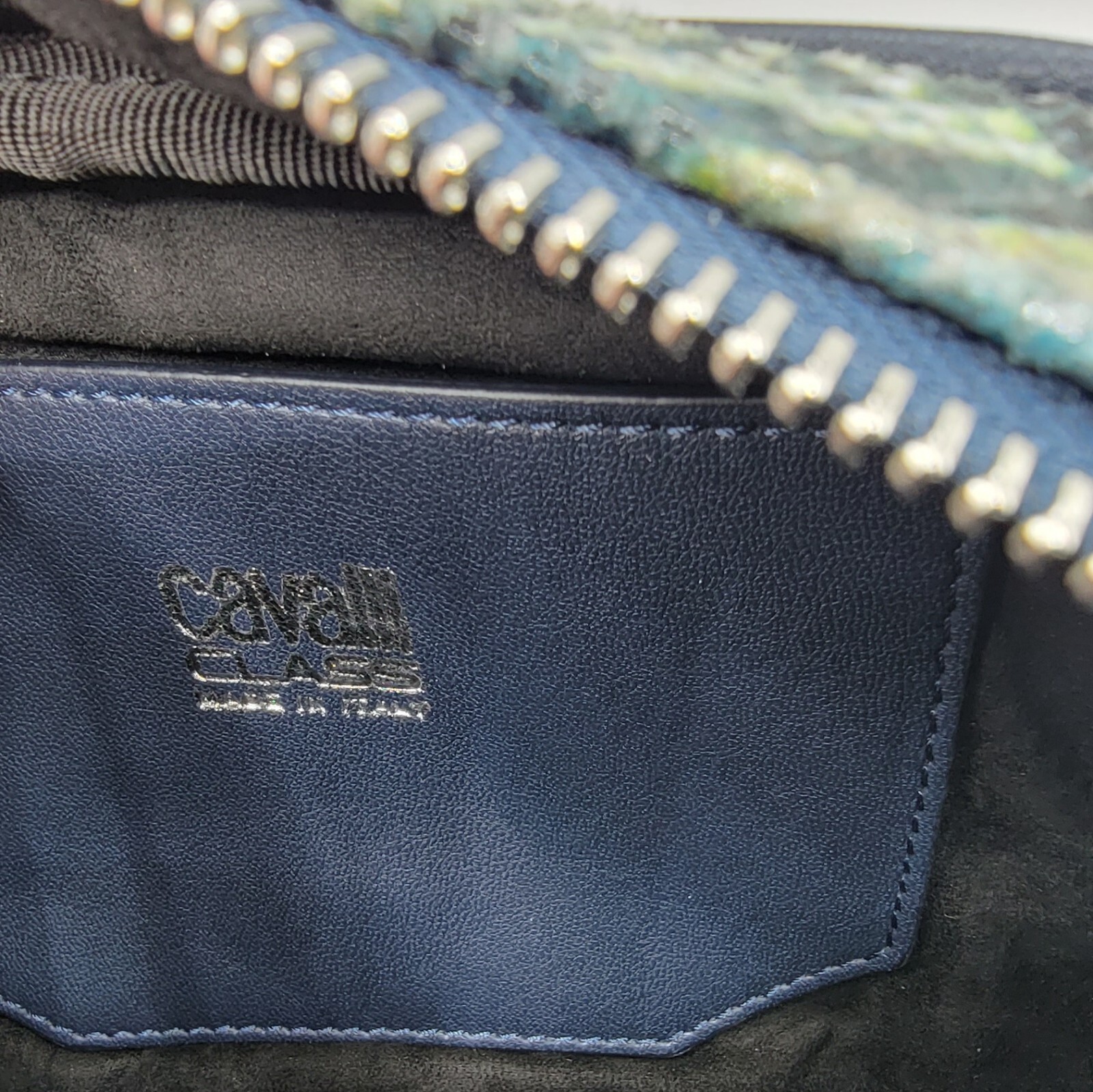 CAVALLI CLASS Quilted Crossbody Bag Python Dark Blue -Brand New -List Price $425