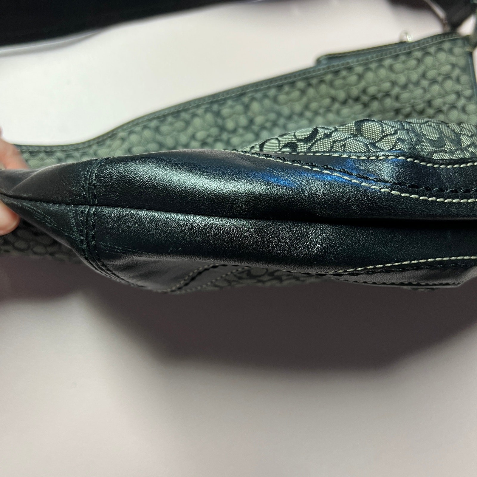Coach Leather Fabric Small Black Bag/Purse Zip Closure Printed Logo