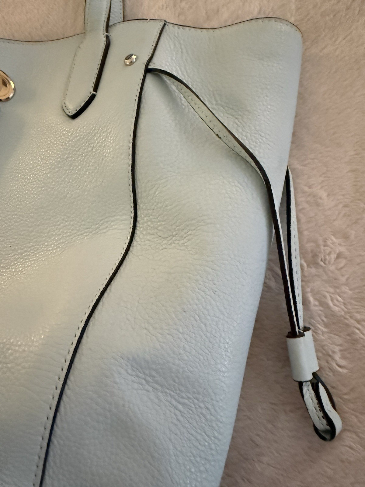 Kate Spade New York Marti Lt Blue / Aqua Pebbled Leather Large Tote Shoulder Bag