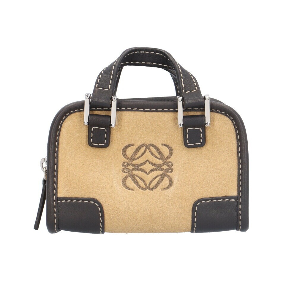 LOEWE Suede Mini Hand Bag Pouch Pochette Amazona Vintage Auth From Japan