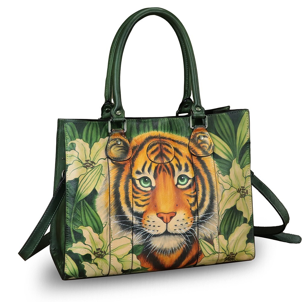 Hand Painted Genuine Leather Purse and Handbag for Women Crossbody Shoulder Bag