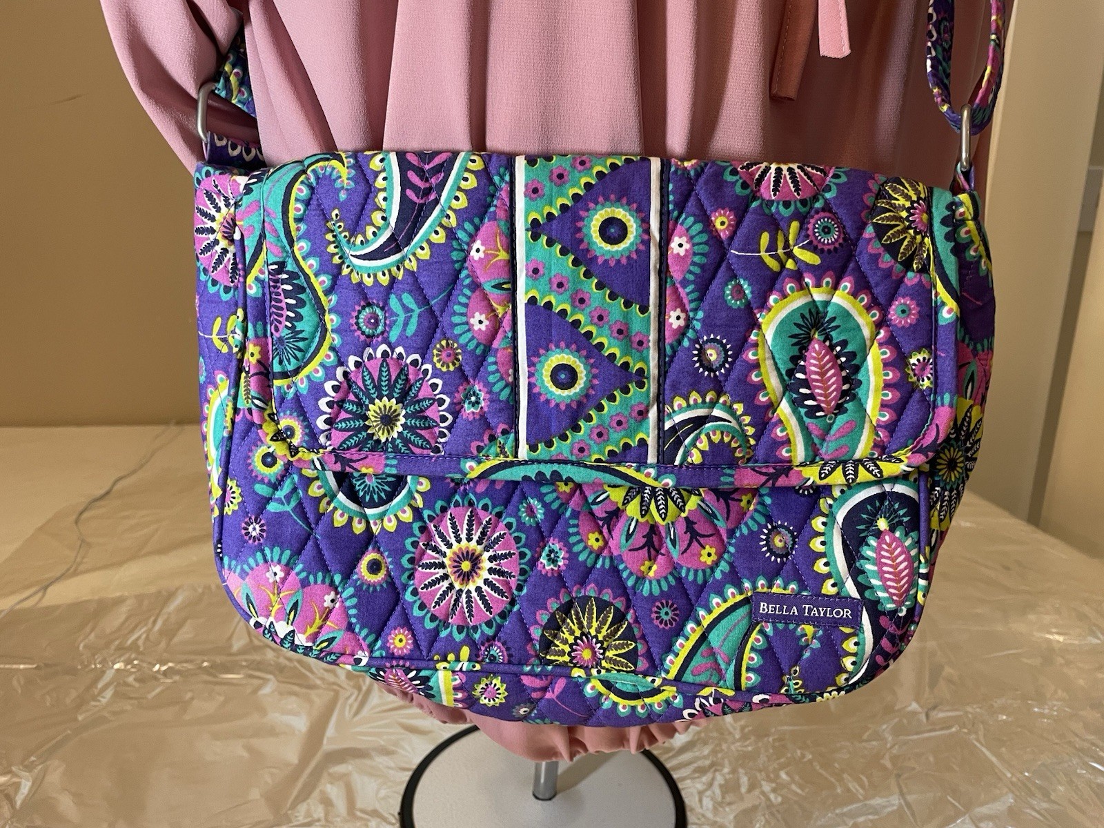 Bella Taylor Purple Paisley Quilted Cotton Crossbody Cottagecore Boho RETIRED