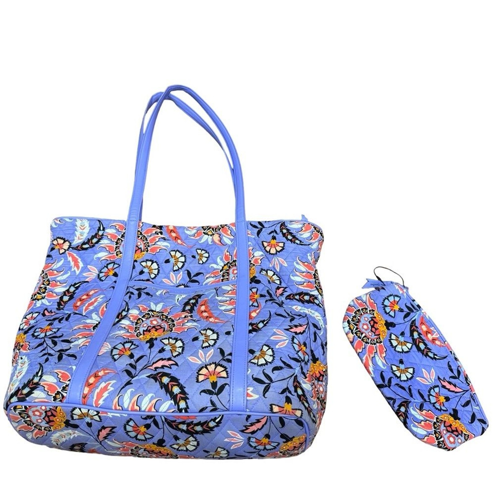 👜 Vera Bradley Small Trimmed Tote in “Mural Garden” + Matching Accessory Pouch