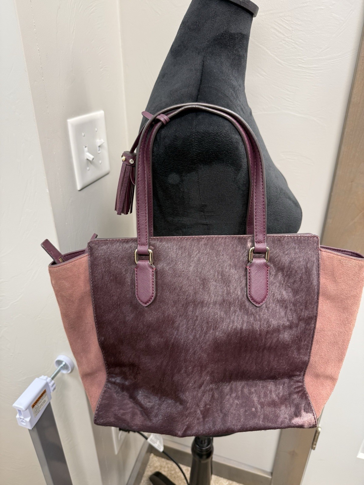 Kate Spade New York Laurel Way Hadlee Calf-Hair Suede Bag, Burgundy Purse