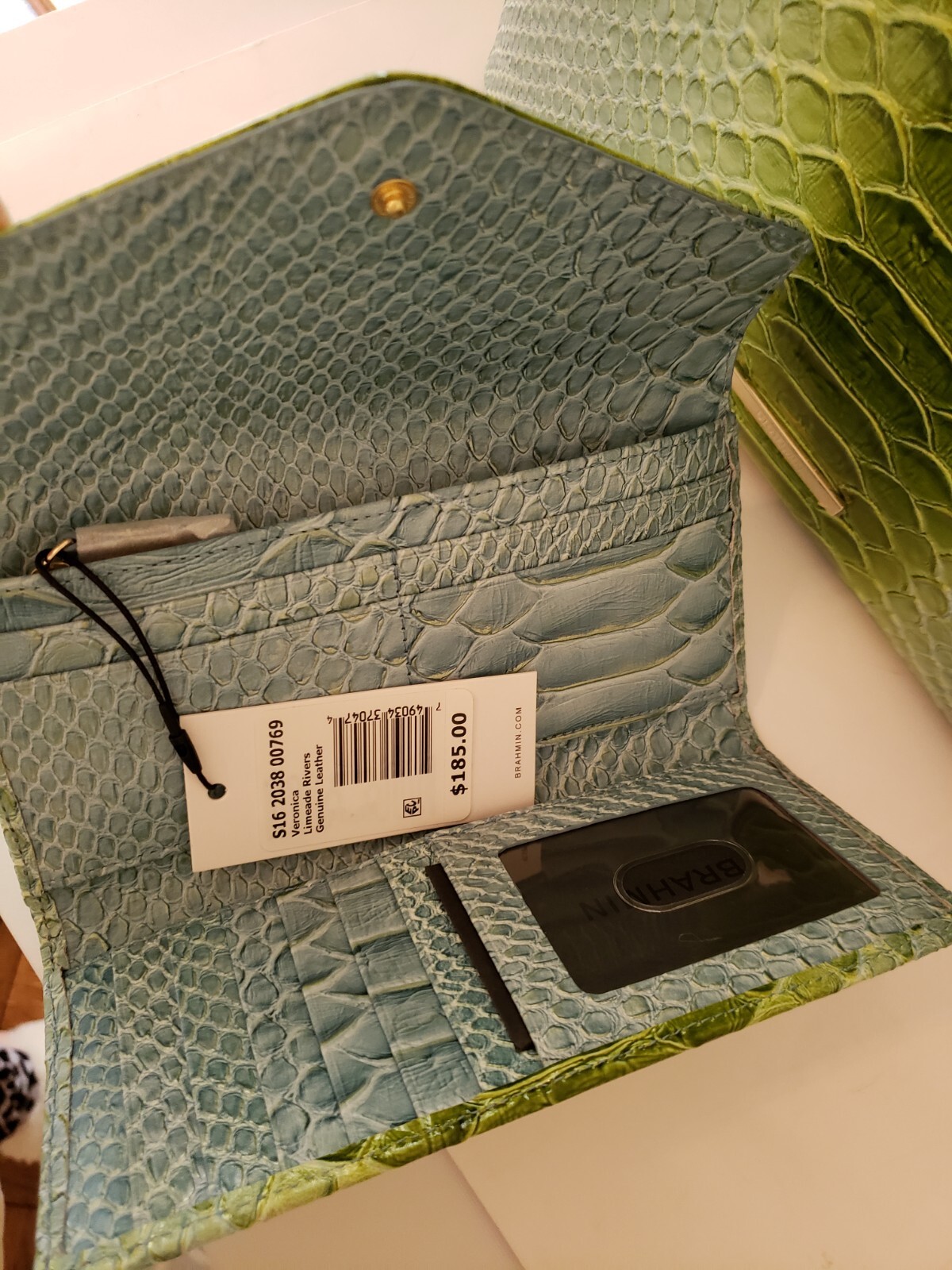 💙NWT💙BRAHMIN💙LIMEADE RIVERS LG DUXBURY SATCHEL & Veronica Wallet💙GenLeather