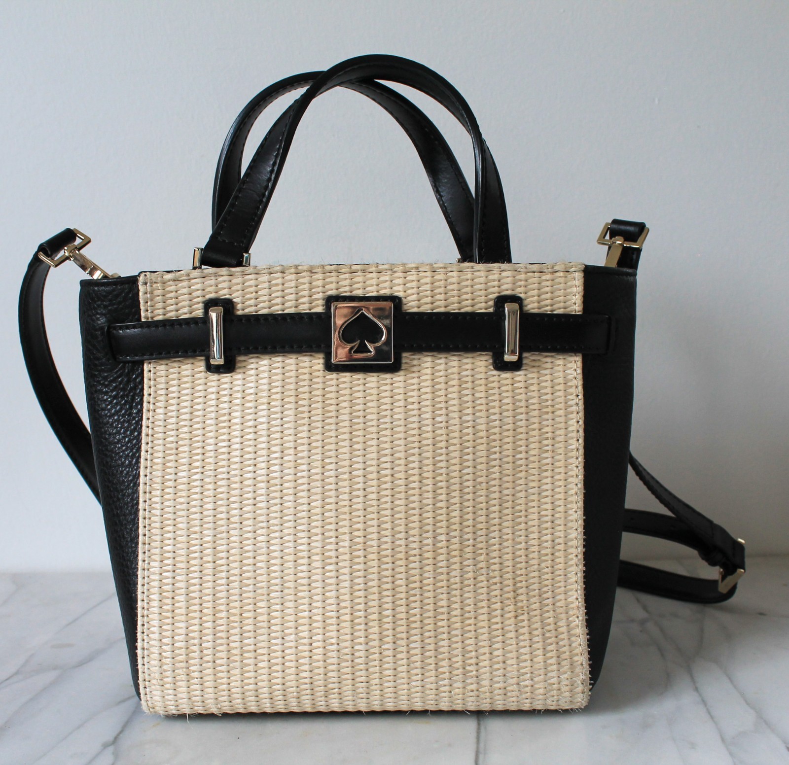 Kate Spade ‘Houston Street’ Loula Straw Leather Crossbody Purse / Pink Interior