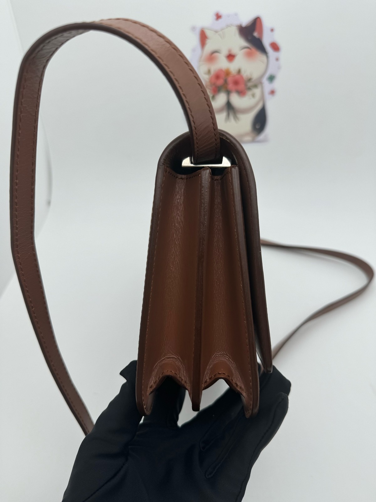 Burberry TB Series Normal Caramel Brown Box Calf Leather Shoulder Crossbody Bag