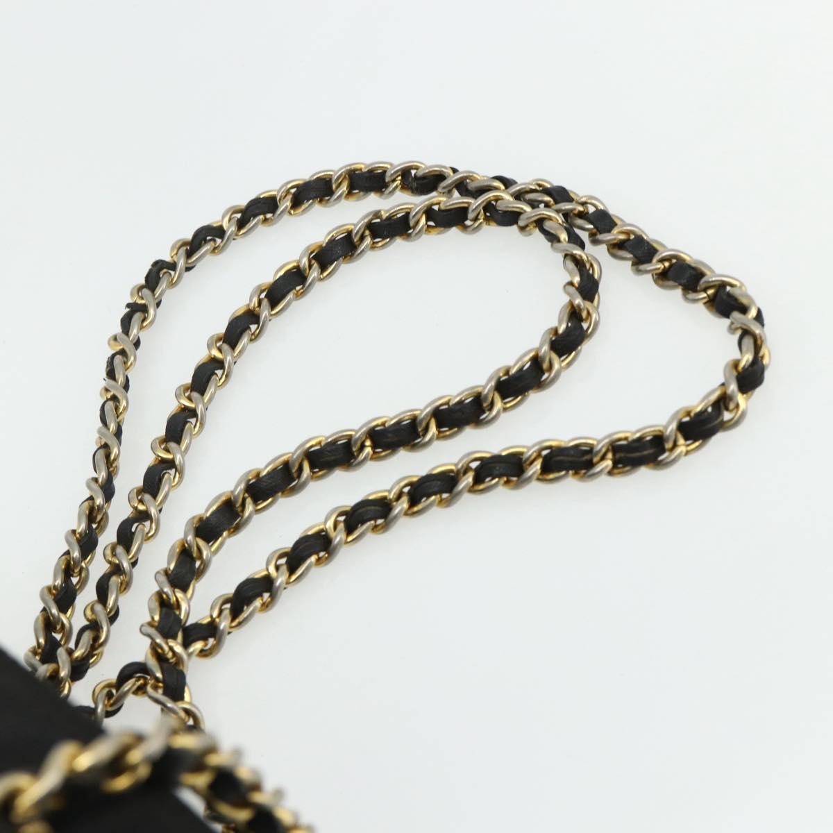 PRADA Chain Tote Bag Nylon Black Gold Auth bs34690