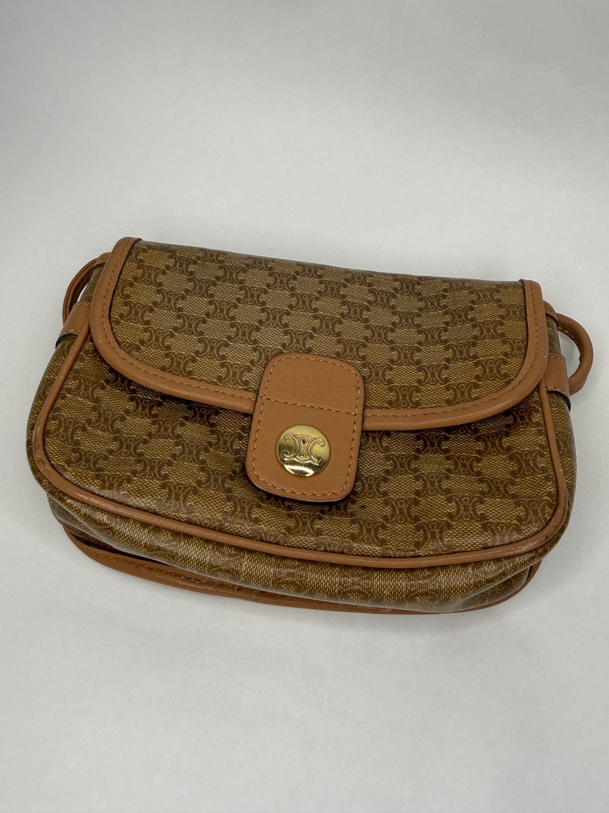 Authentic Celine Macadam Triomphe Blazon Mini Crossbody Bag Vintage