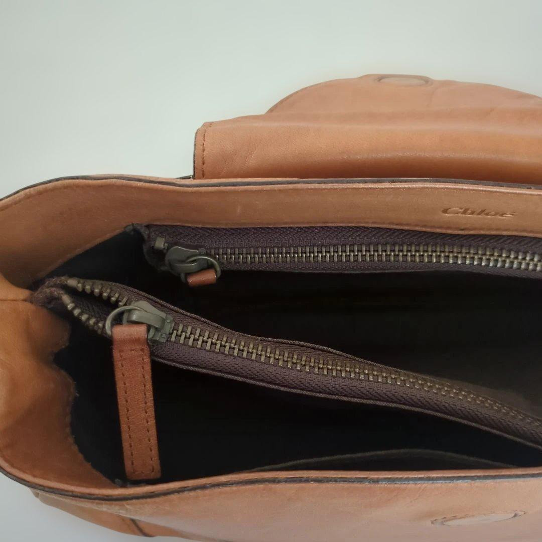 Chloe Vintage Brown Leather Small Shoulder Bag Gold Hardware Made Italy