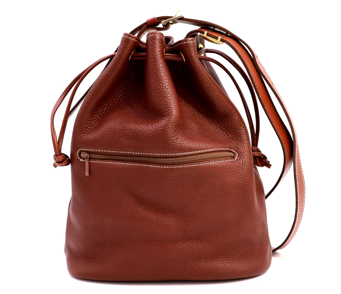 BURBERRY Nova-Check Drawstring Shoulder Bag Leather Brown Everyday Authentic