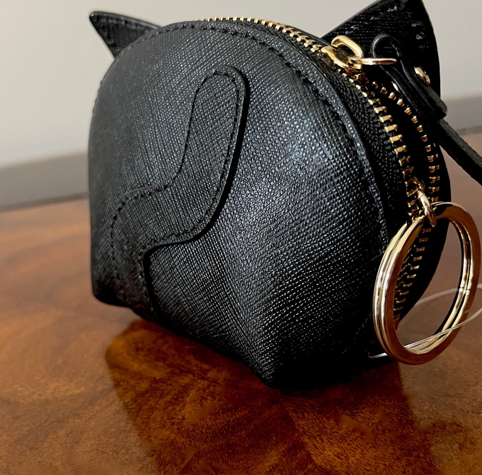 Kate Spade Cat’s Meow Blue Eye Black Cat Leather Coin Purse W/Keychain Bag Charm