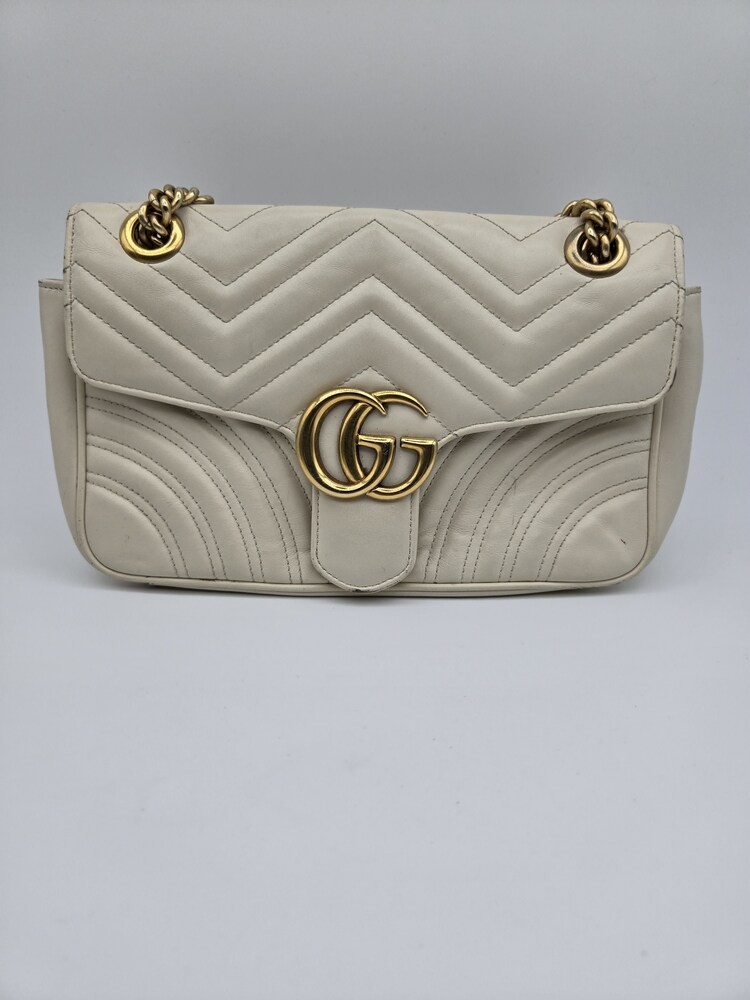 Gucci GG Marmont Beige Matelassé Leather Shoulder Bag Signs of Use Bag Only