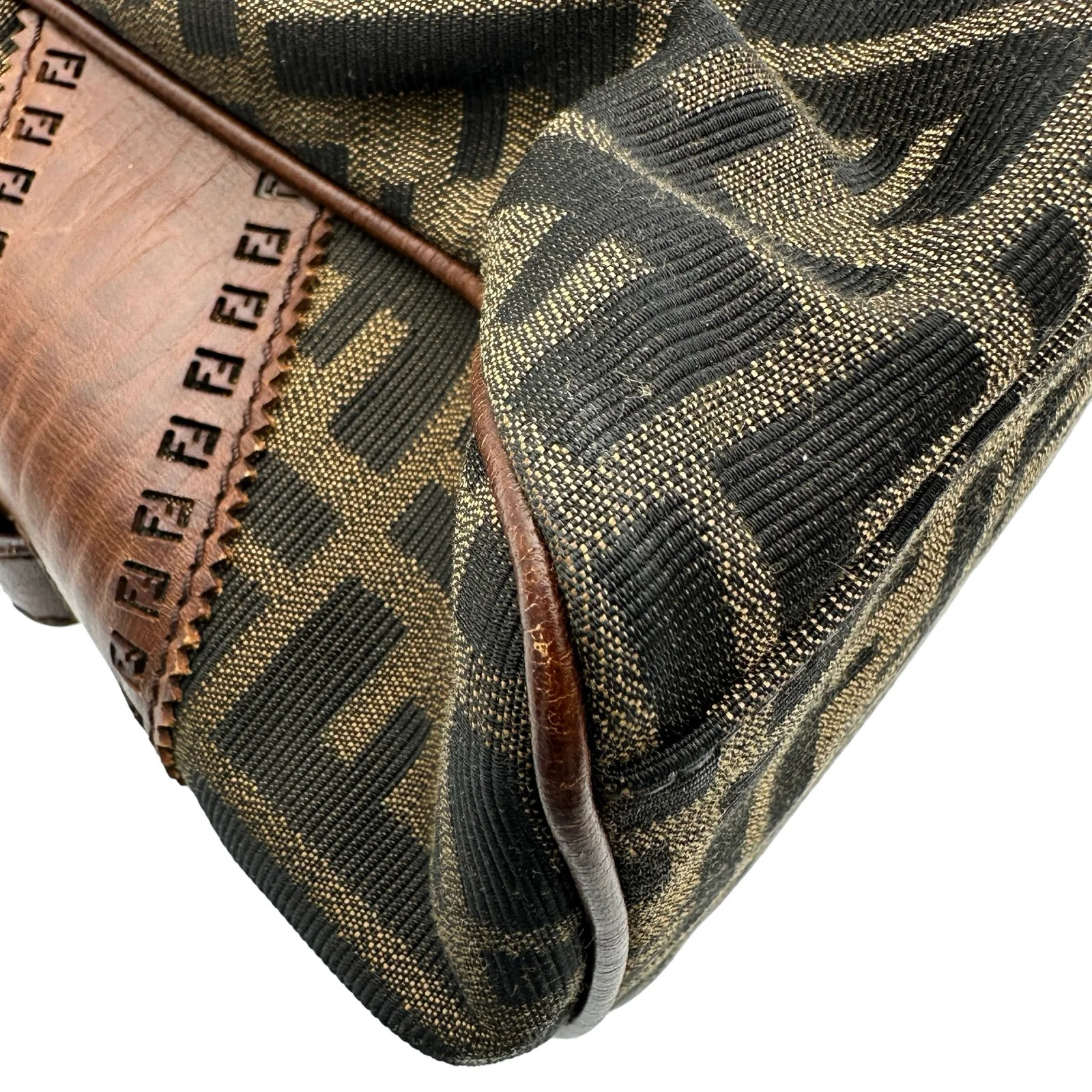 FENDI Peekaboo Brown Jacquard Handbag 8BN157 #OKB4027