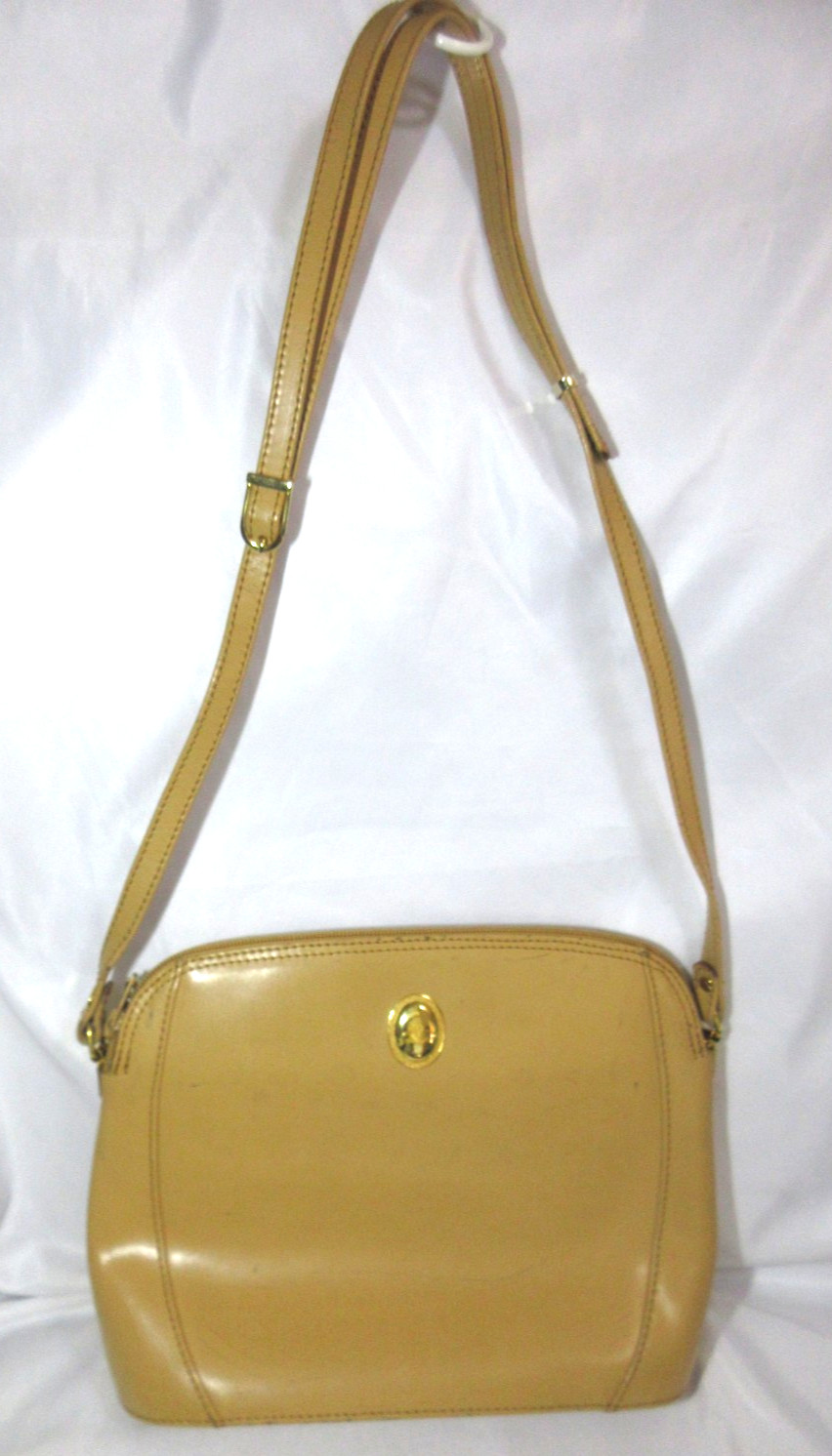 Pourchet Paris Leather Crossbody Tan Vintage Distressed Shoulder Bag 9.5×7.75