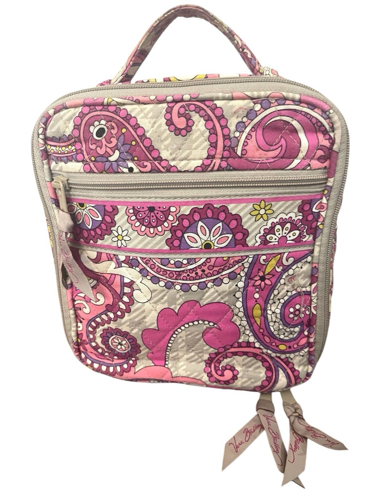 *Vera Bradley Lined Lunch Bag Sack Tote Pink/Gray Swirls