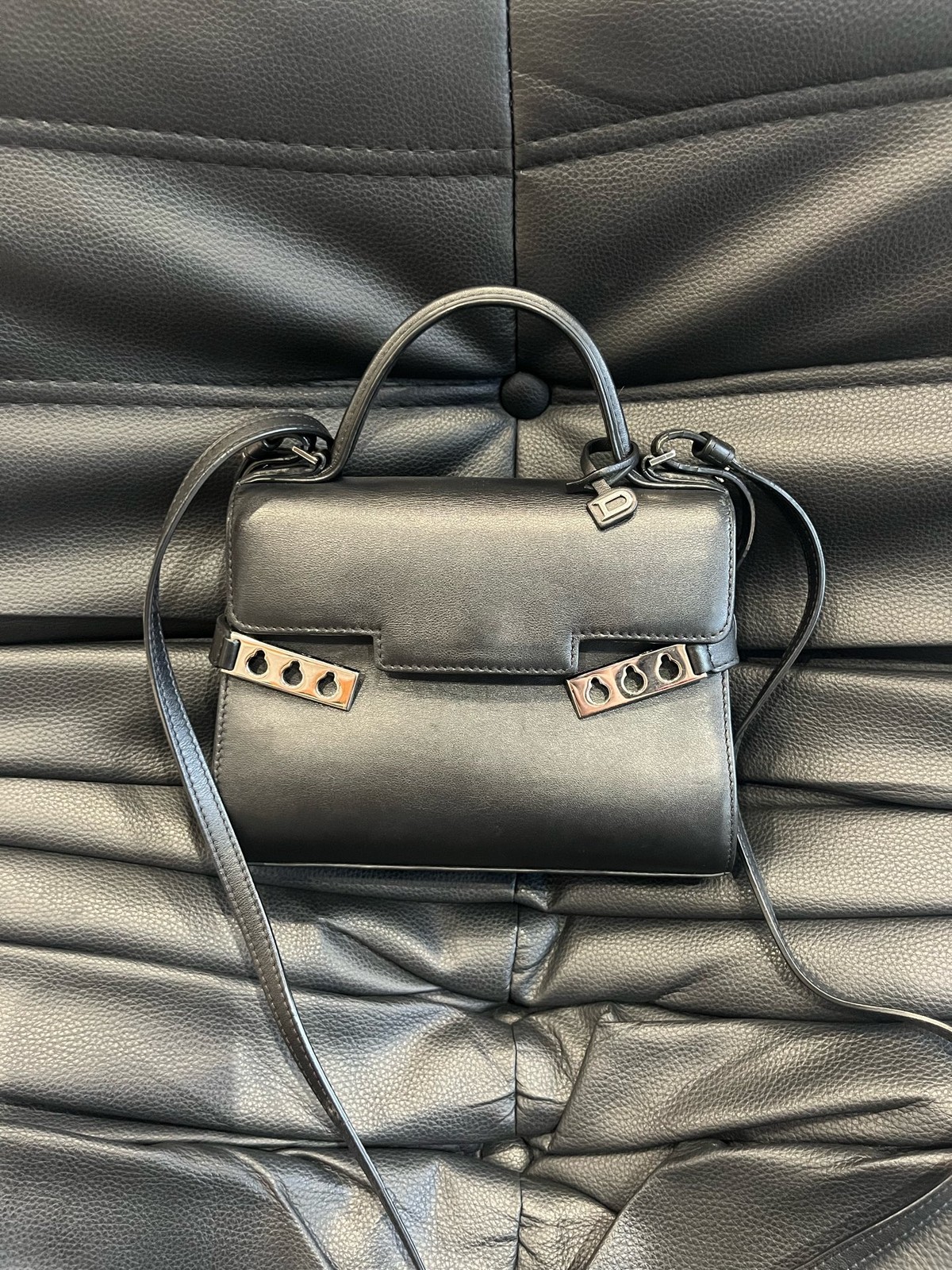 Delvaux Tempete Small Black Smooth Calf Leather 3 Way Carry Bag Duty Paid