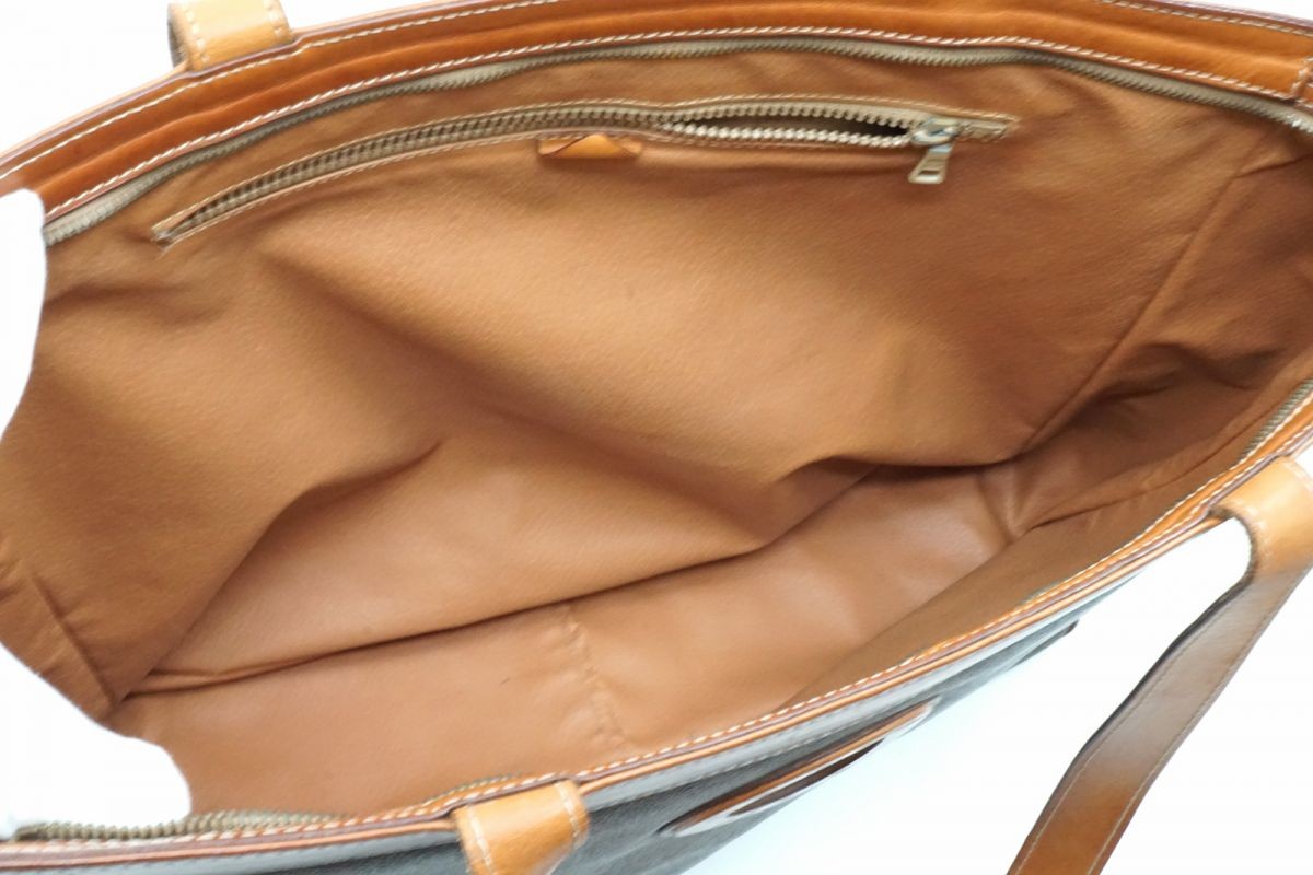 CELINE Vintage Macadam Tote Semi Shoulder Handbag PVC Leather Brown 7078h
