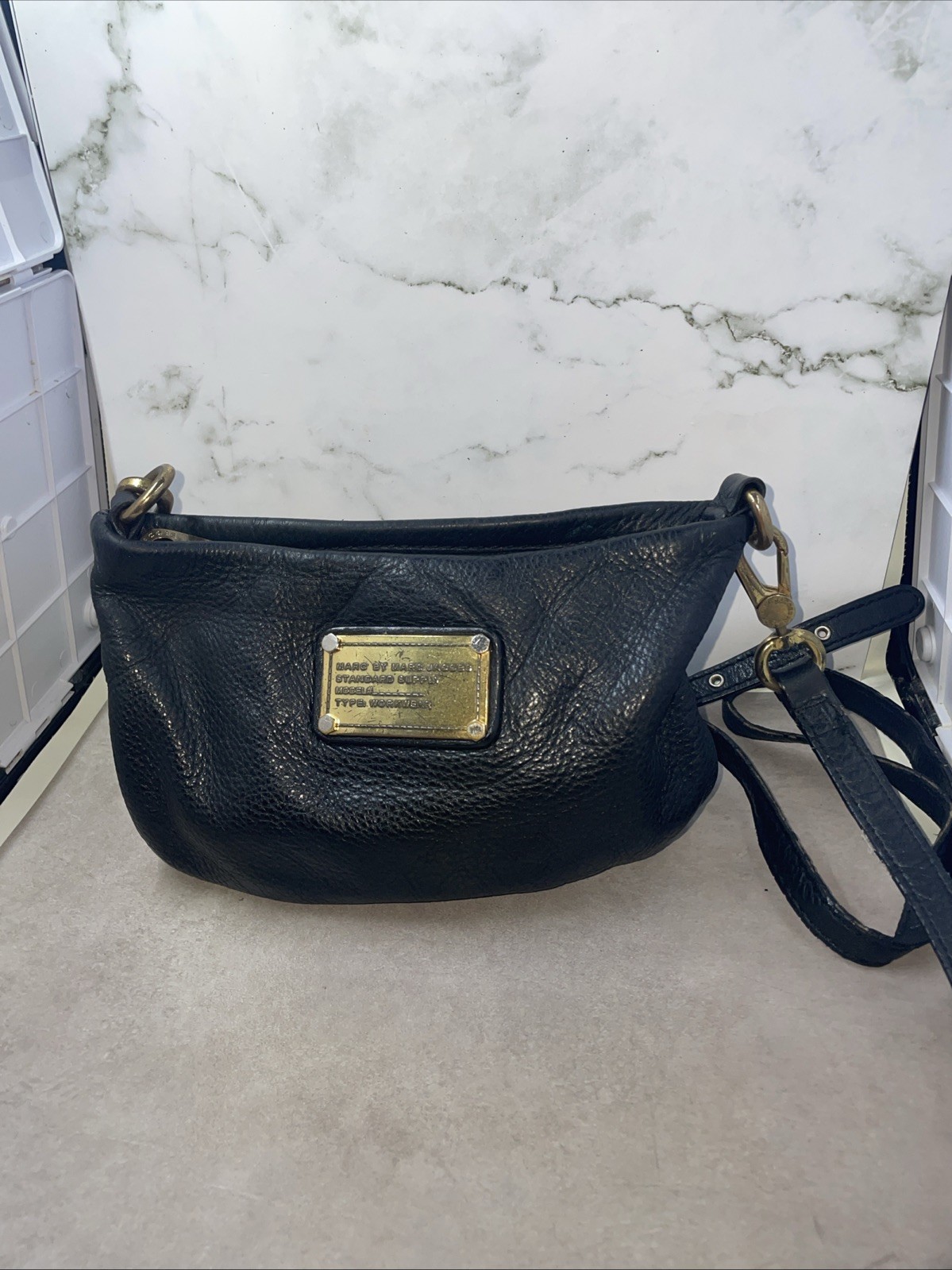 Marc By Marc Jacobs Black Mini Crossbody Black Gold Plate Leather