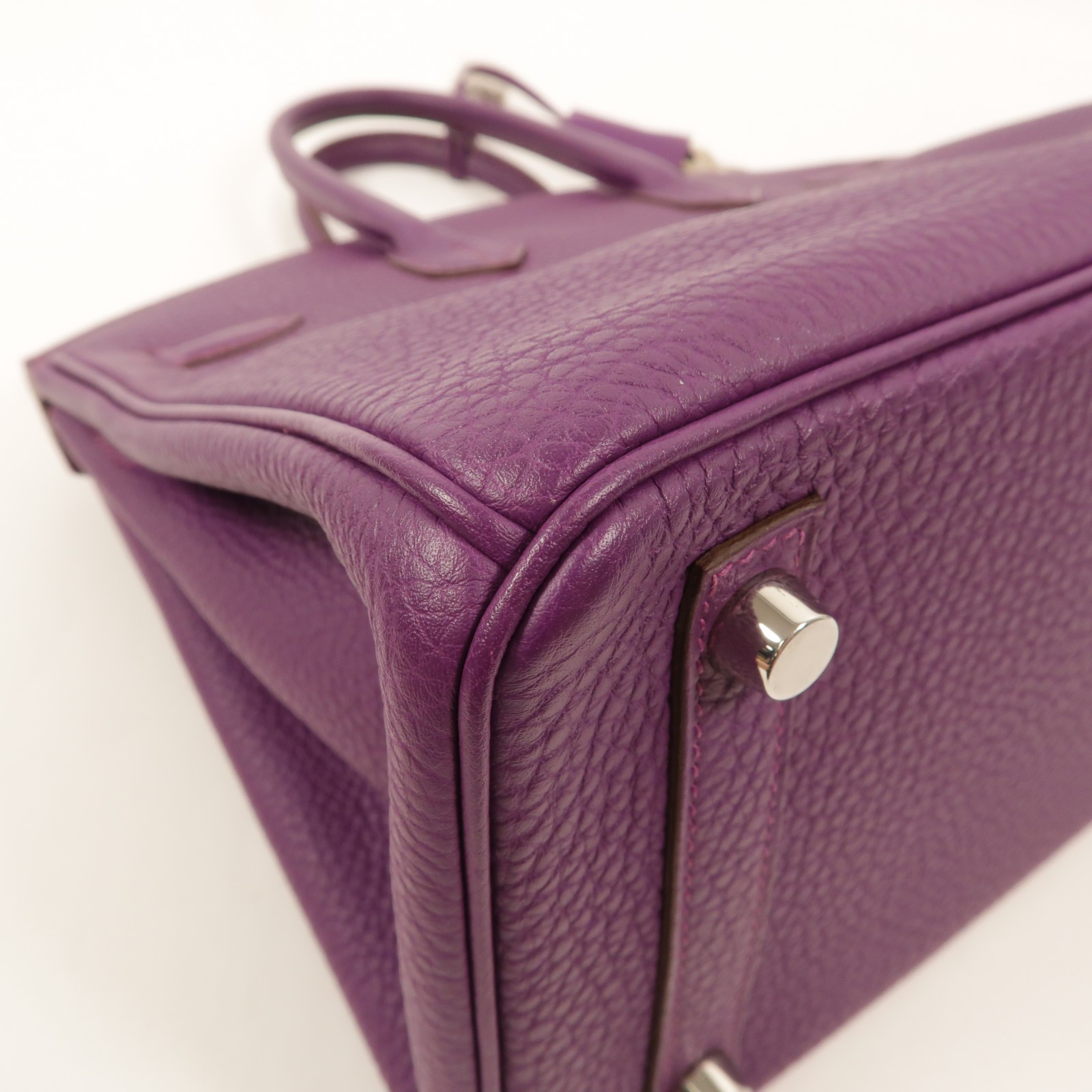 HERMES PHW Birkin 25 Handbag Togo Leather Anemone