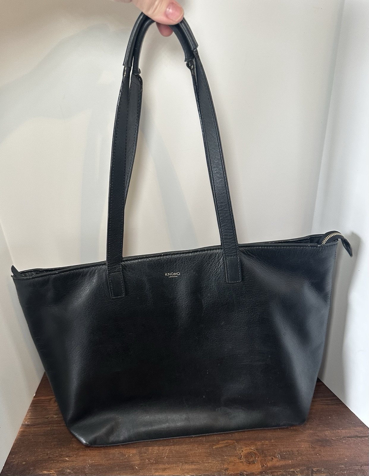 Knomo Maddox Zipped Leather Tote Bag Fits 14 Inch Laptop