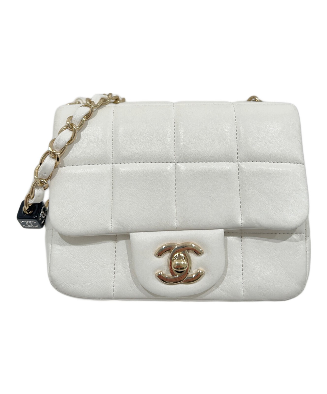 Chanel Mini Matelasse White Bag Gold Hardware #TFB208
