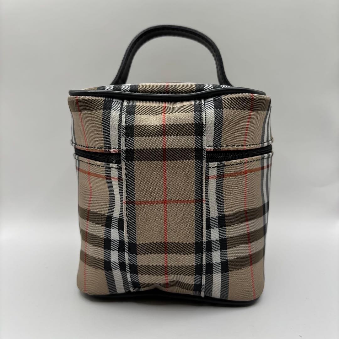 BURBERRY Nova Check Leather Vanity Pouch Beige Handbag Vintage Authentic