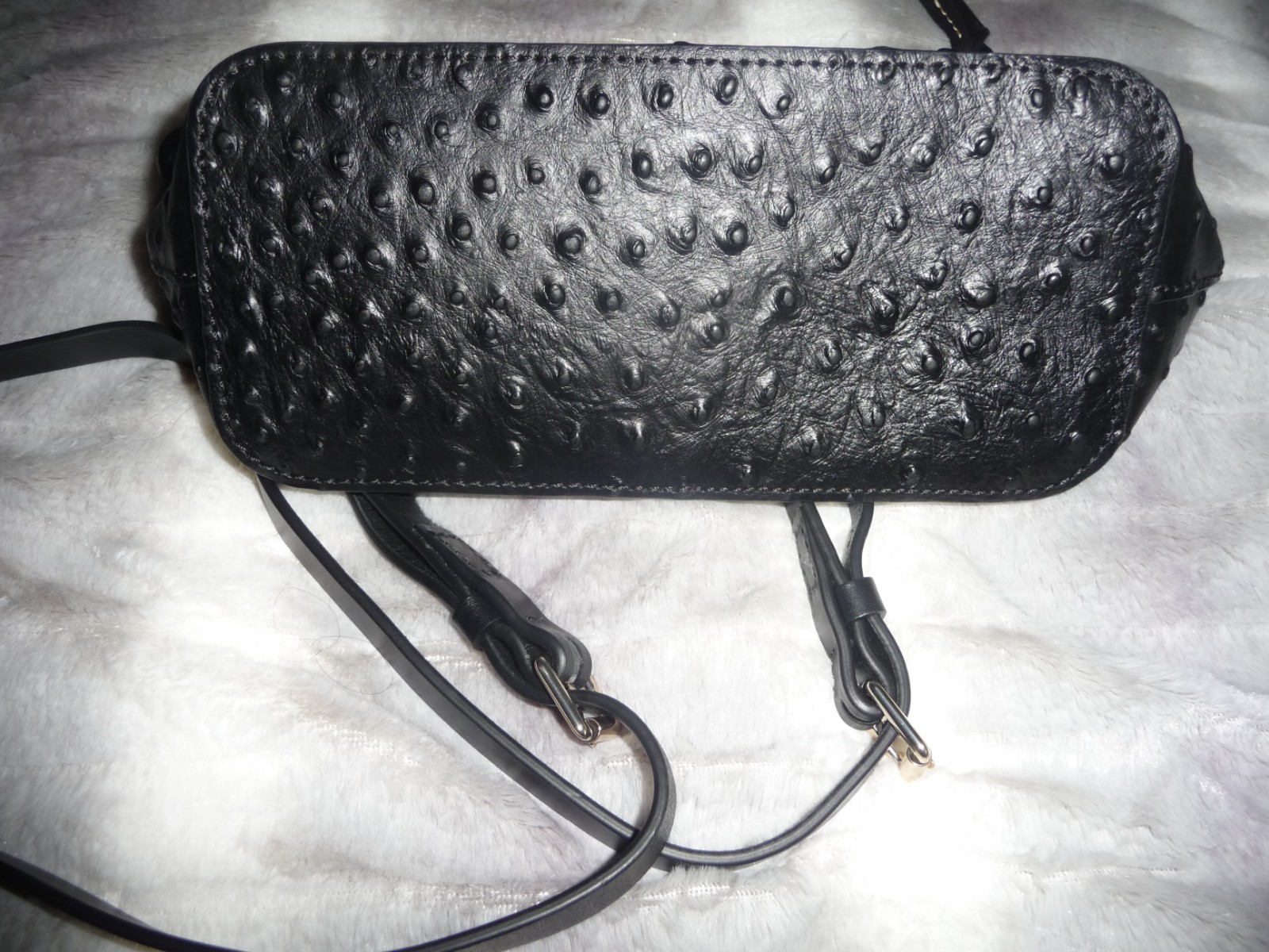 BEAUTIFUL NWOT $229 DOONEY BOURKE SUKI BLACK LEATHER OSTRICH PRINT CROSSBODY BAG