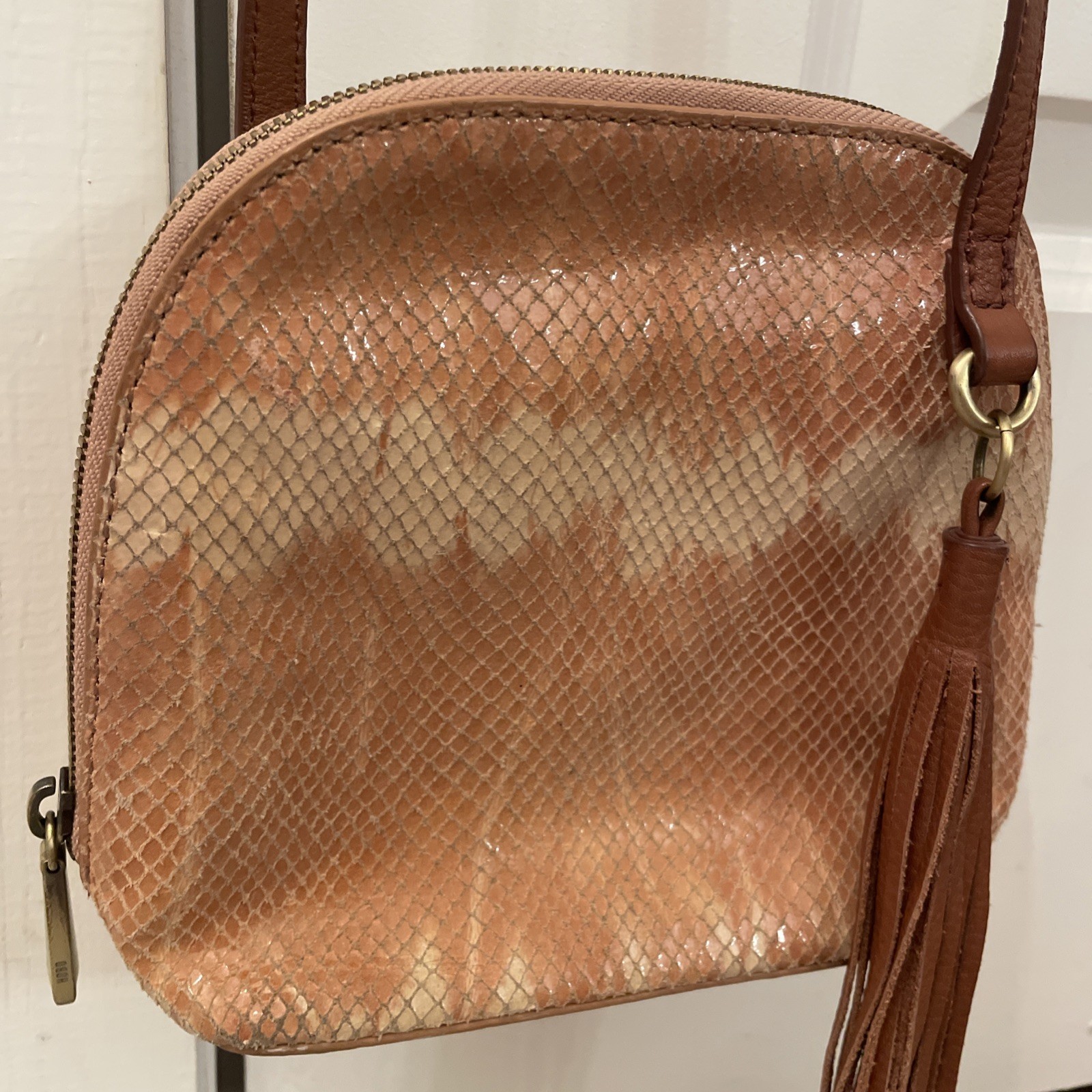 Hobo Nash Desert Tie Dye Leather Crossbody Top Zip Purse Snake Print Leather