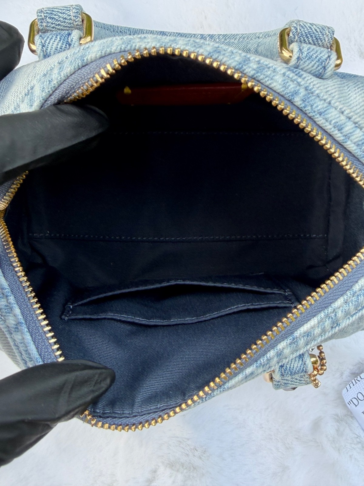 Coach NWT Mini Denim Rowan Bag in Loved Denim Crossbody CDY30 Sold Out W/Charms