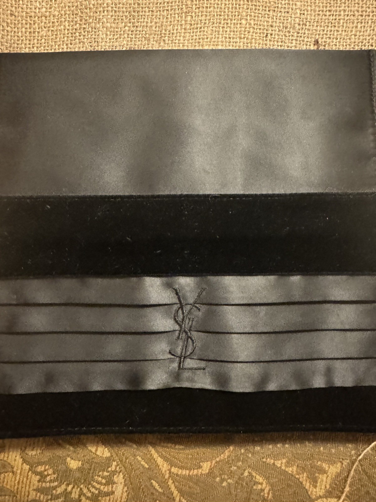 YVES SAINT LAURENT YSL Parfums Black Velvet Satin Evening Bag Clutch