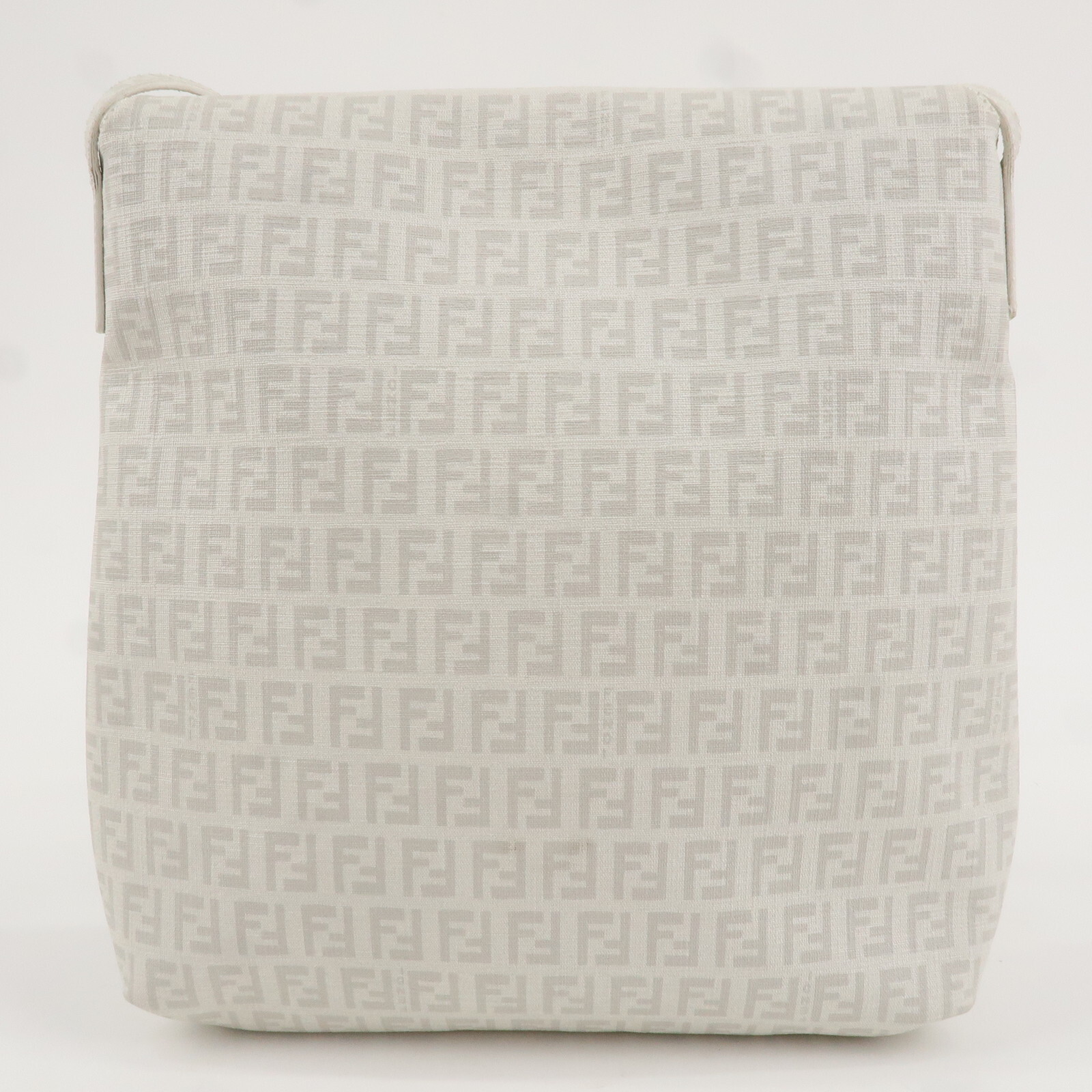 FENDI Zucchino Print Shoulder Bag White Gray PVC 8BT127 Auth Used