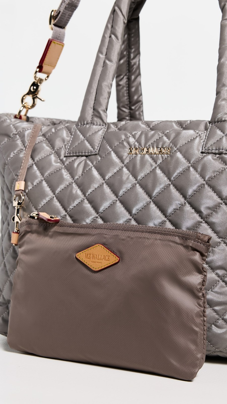 MZ WALLACE Medium Metro City Tote Quilted Crossbody Satchel ~NWT~ Sable Pearl
