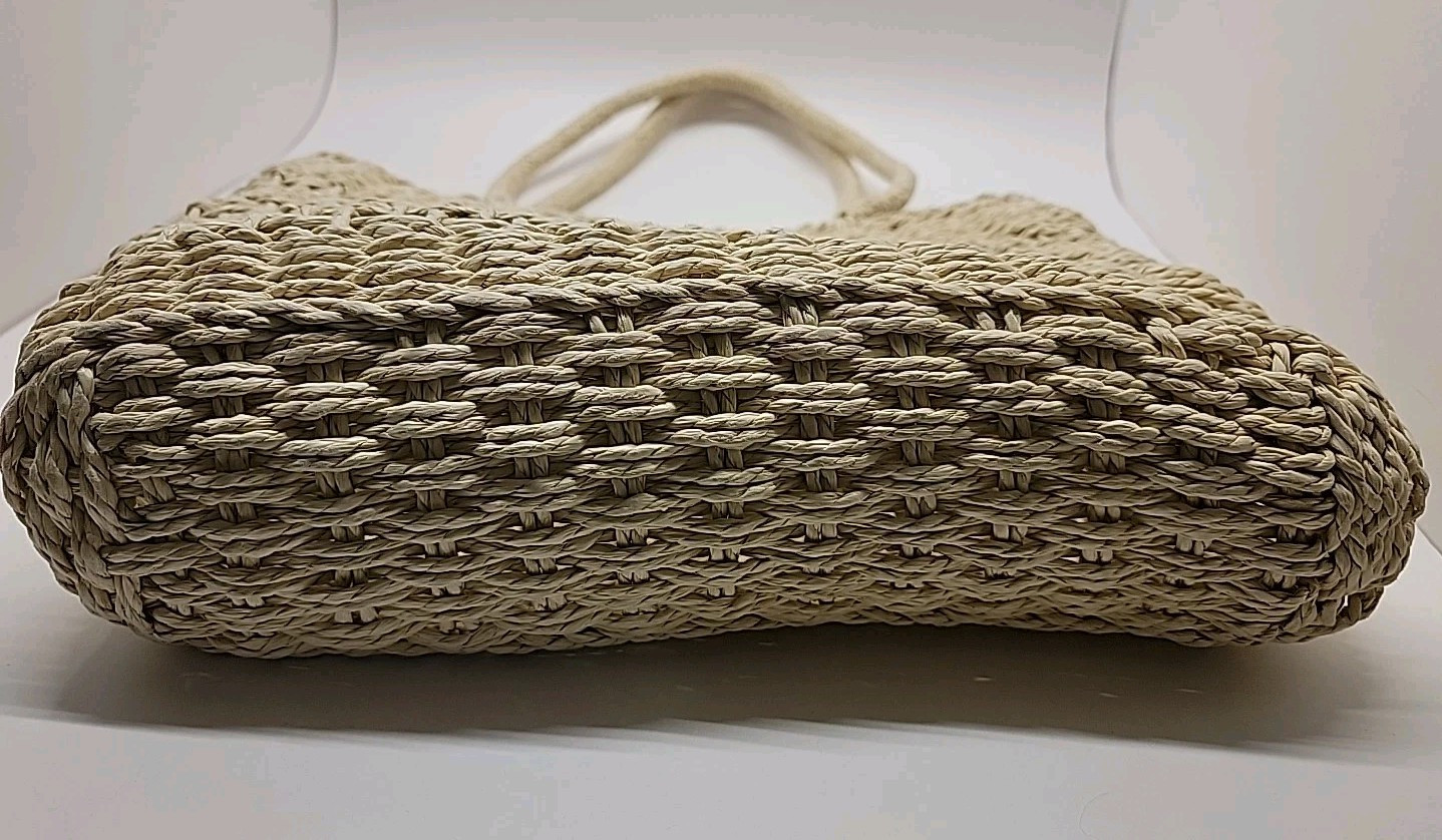 J.CREW Marseille 100% Paper Straw Open Weave Unstructured Market Tote Bag Beach